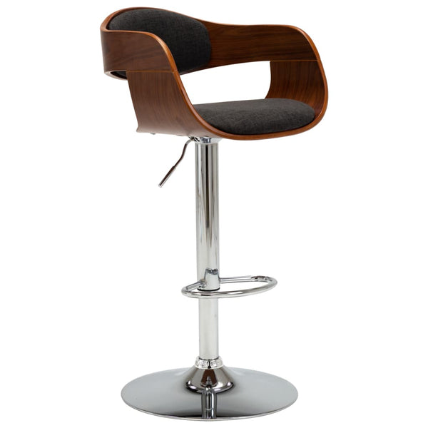 vidaXL Tabouret de bar gris en bois courbé et tissu