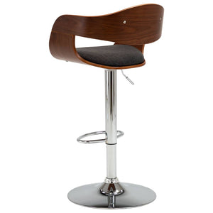 vidaXL Tabouret de bar gris en bois courbé et tissu