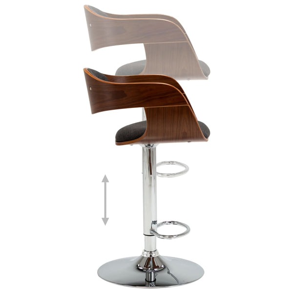 vidaXL Tabouret de bar gris en bois courbé et tissu