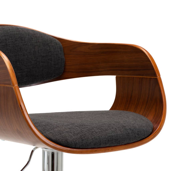 vidaXL Tabouret de bar gris en bois courbé et tissu