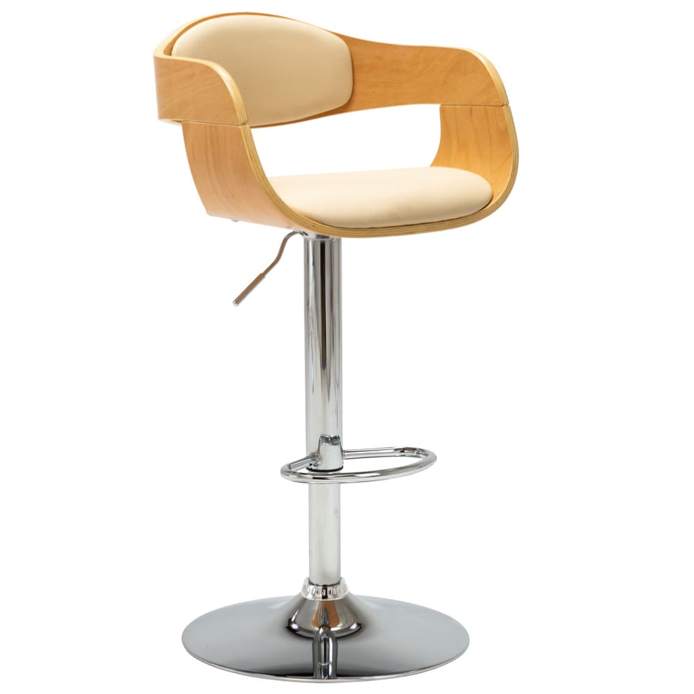 vidaXL Bar Stool Cream Bentwood and Faux Leather