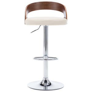 Barhocker 2 Stk. Cremeweiß Kunstleder und Bugholz