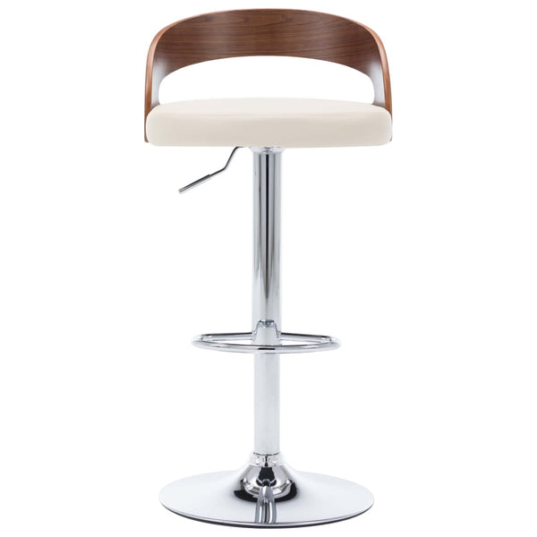 Barhocker 2 Stk. Cremeweiß Kunstleder und Bugholz