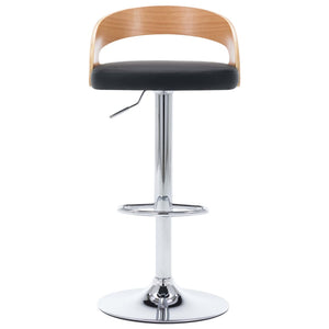 Barhocker 2 Stk. Schwarz Kunstleder und Bugholz