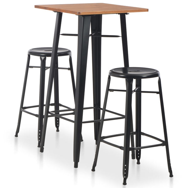 3-teiliges Bar-Set Stahl Schwarz