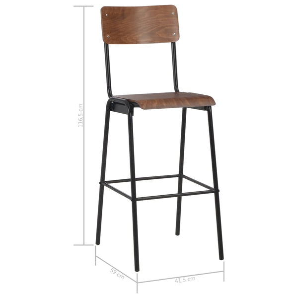 3-teiliges Bar-Set Stahl Braun Schwarz