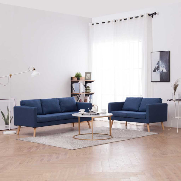 2-tlg. Sofagarnitur Stoff Blau