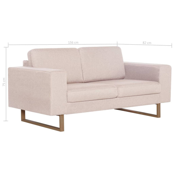 2-tlg. Sofagarnitur Stoff Cremeweiß