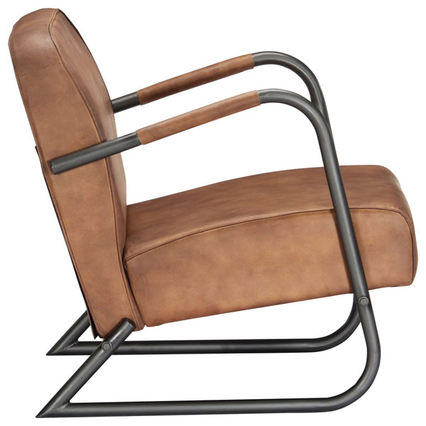 vidaXL Fauteuil relax marron clair en cuir véritable