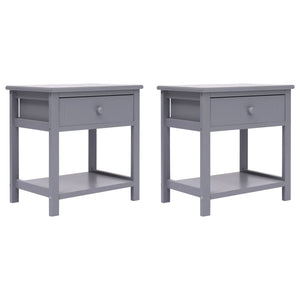 Nachttische 2 Stk. Grau 40x29x42 cm Paulownia Holz