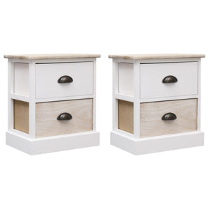 vidaXL Nightstands 2 pcs. White and Natural 38×28×45 cm Paulownia Wood