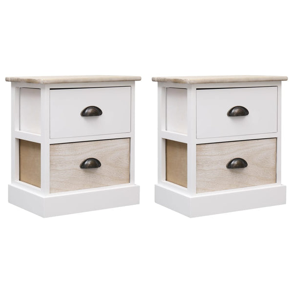 vidaXL Nightstands 2 pcs. White and Natural 38×28×45 cm Paulownia Wood