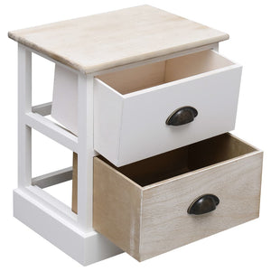 vidaXL Nightstands 2 pcs. White and Natural 38×28×45 cm Paulownia Wood