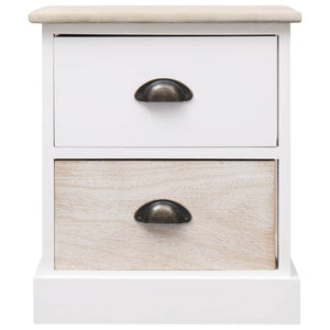vidaXL Nightstands 2 pcs. White and Natural 38×28×45 cm Paulownia Wood