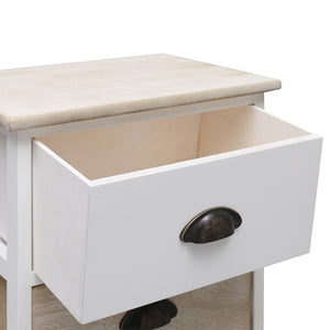 vidaXL Nightstands 2 pcs. White and Natural 38×28×45 cm Paulownia Wood