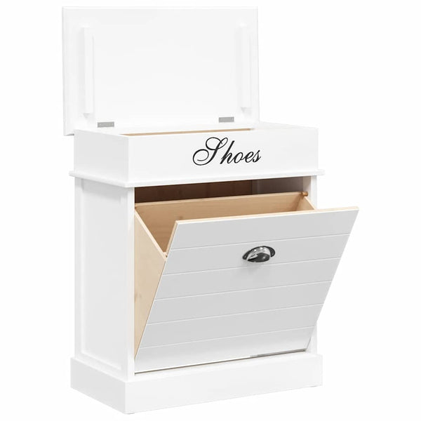 Schuhschrank Weiß 50 x 28 x 58 cm Paulownia Holz