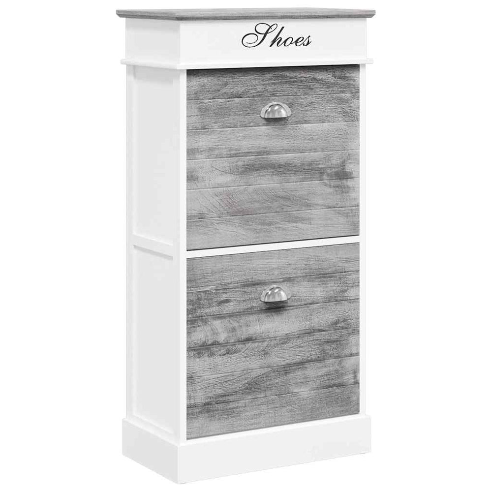 Schuhschrank Grau 50 x 28 x 98 cm Paulownia Holz