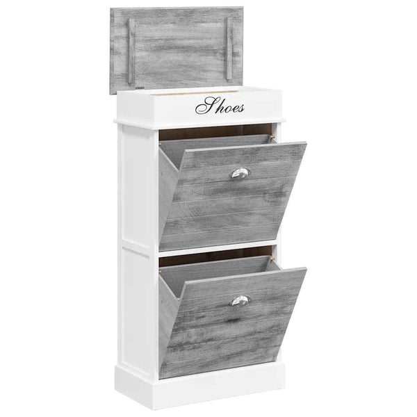 Schuhschrank Grau 50 x 28 x 98 cm Paulownia Holz