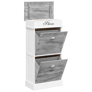 Schuhschrank Grau 50 x 28 x 98 cm Paulownia Holz