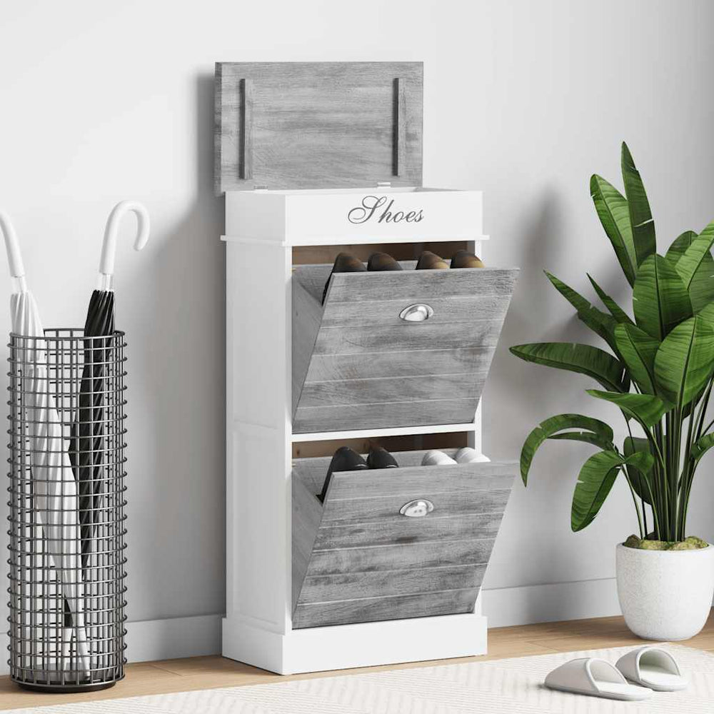 Schuhschrank Grau 50 x 28 x 98 cm Paulownia Holz