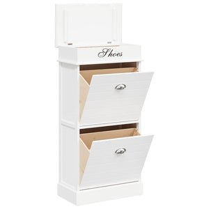 Schuhschrank Weiß 50 x 28 x 98 cm Paulownia Holz