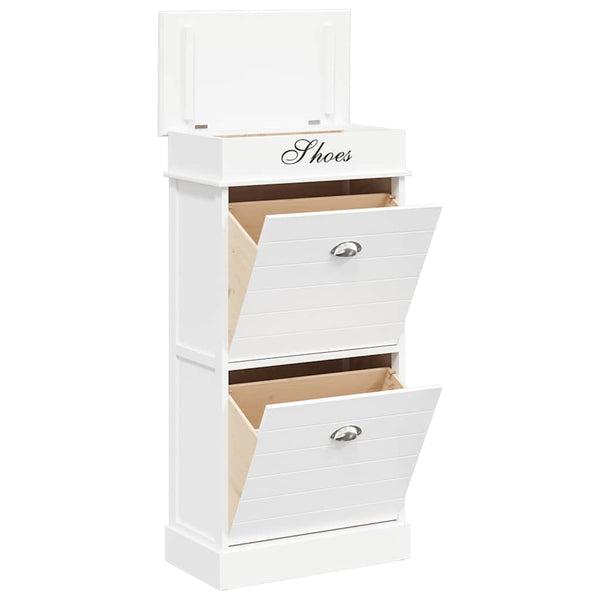 Schuhschrank Weiß 50 x 28 x 98 cm Paulownia Holz