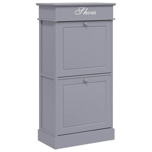 Schuhschrank Grau 50 x 28 x 98 cm Paulownia Holz