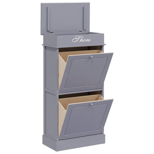Schuhschrank Grau 50 x 28 x 98 cm Paulownia Holz