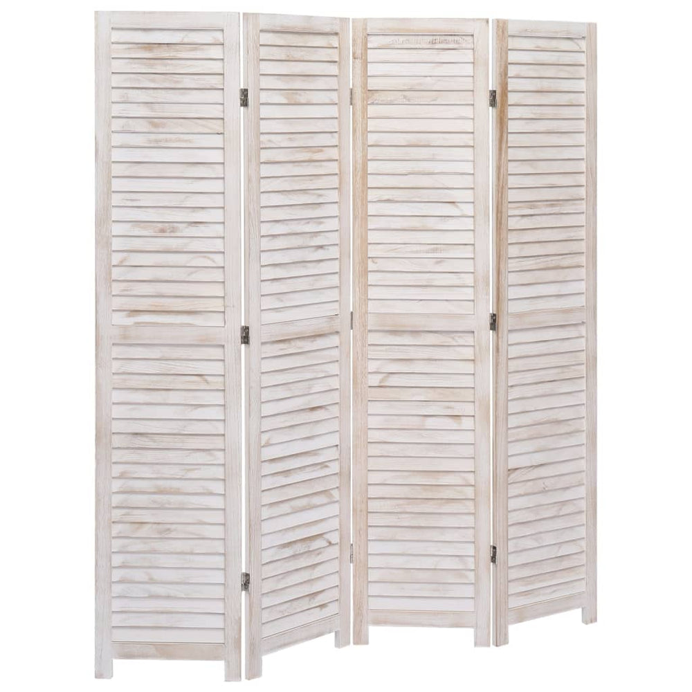 4-tlg. Raumteiler Weiß 140×165 cm Holz