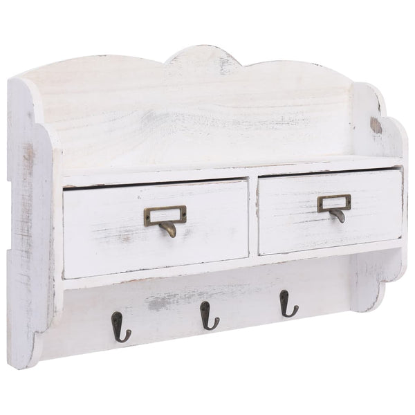 vidaXL Portemanteau mural Blanc 50 x 10 x 34 cm Bois