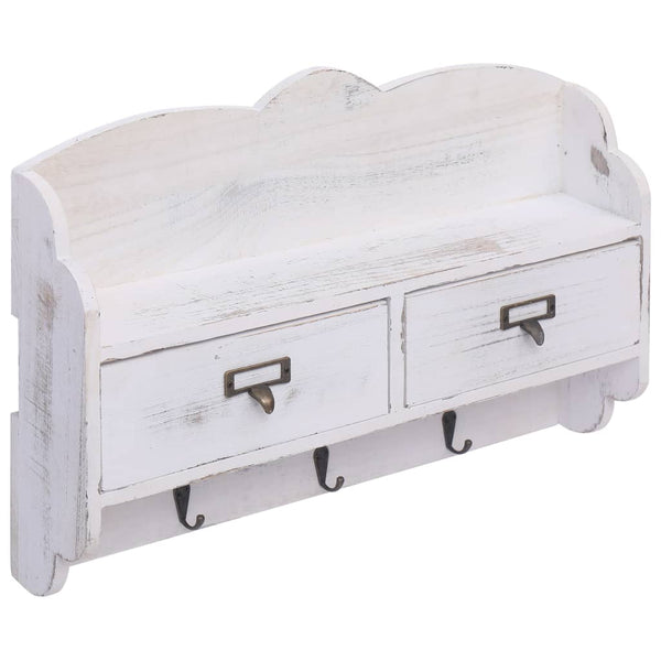 vidaXL Portemanteau mural Blanc 50 x 10 x 34 cm Bois