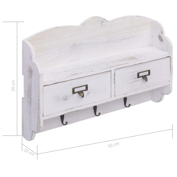vidaXL Portemanteau mural Blanc 50 x 10 x 34 cm Bois