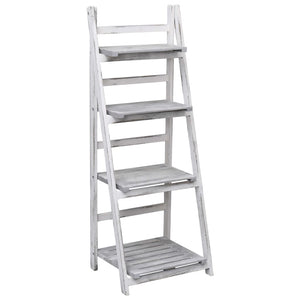 4-stufiger Blumenständer Grau 43×33×113 cm Holz