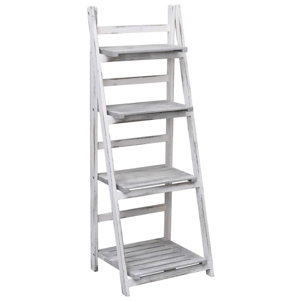 4-stufiger Blumenständer Grau 43×33×113 cm Holz