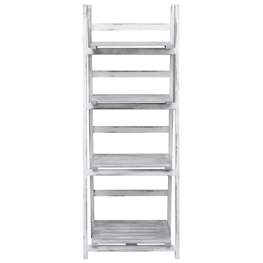4-stufiger Blumenständer Grau 43×33×113 cm Holz