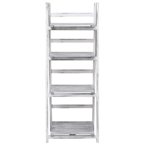4-stufiger Blumenständer Grau 43×33×113 cm Holz