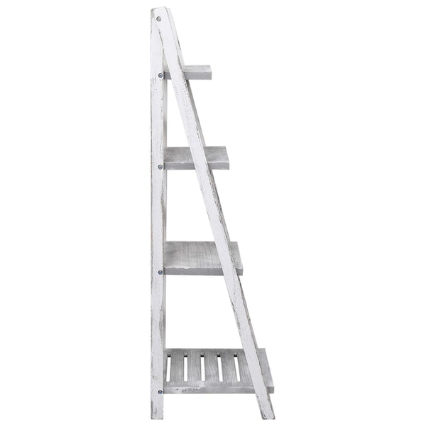 4-stufiger Blumenständer Grau 43×33×113 cm Holz