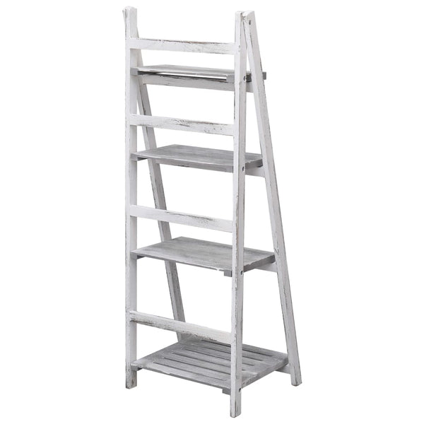 4-stufiger Blumenständer Grau 43×33×113 cm Holz