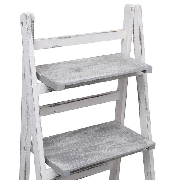 4-stufiger Blumenständer Grau 43×33×113 cm Holz