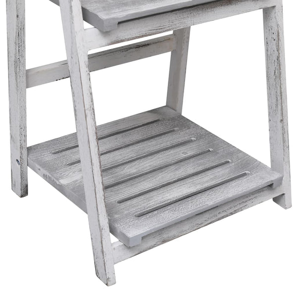 4-stufiger Blumenständer Grau 43×33×113 cm Holz