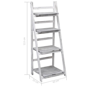 4-stufiger Blumenständer Grau 43×33×113 cm Holz