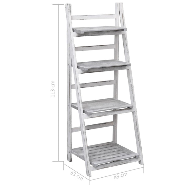 4-stufiger Blumenständer Grau 43×33×113 cm Holz