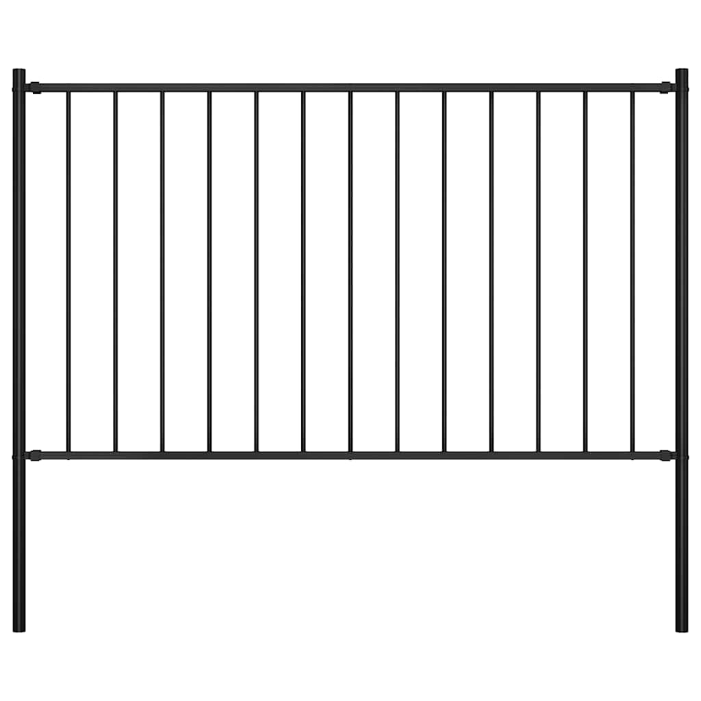 Zaunelement Woerden mit Pfosten Stahl 1,7 x 1,25 m Schwarz