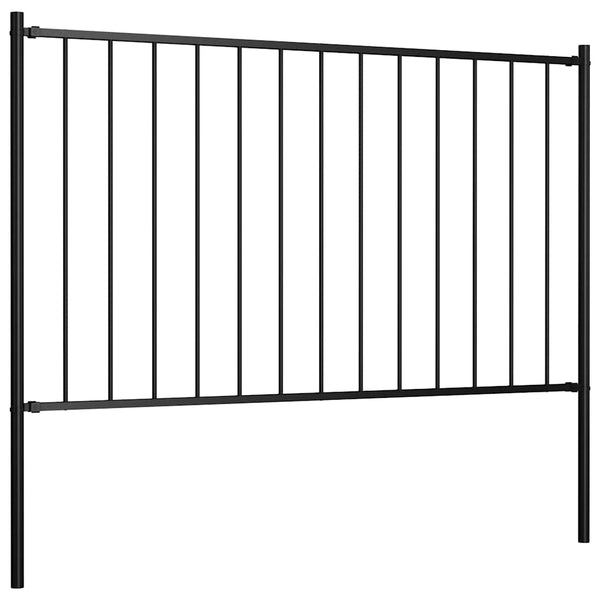 Zaunelement Woerden mit Pfosten Stahl 1,7 x 1,25 m Schwarz