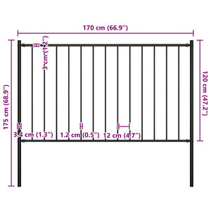 Zaunelement Woerden mit Pfosten Stahl 1,7 x 1,25 m Schwarz