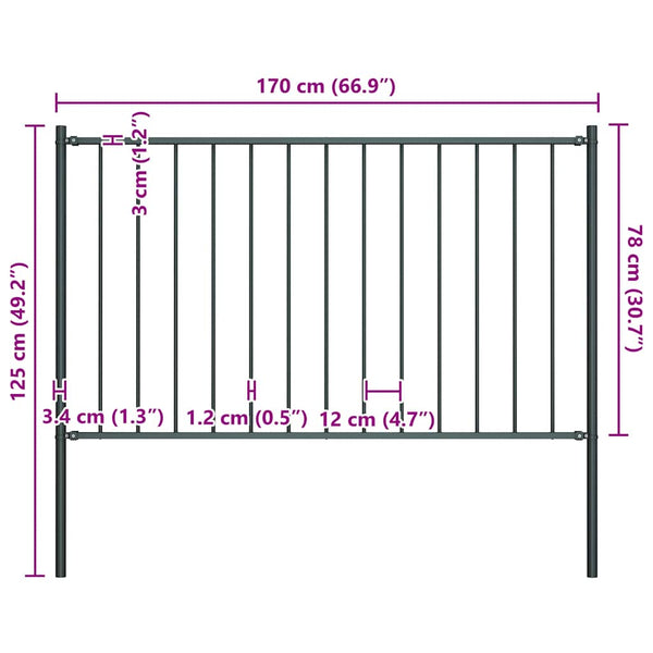 Zaunelement Woerden mit Pfosten Stahl 1,7 x 0,75 m Anthrazit