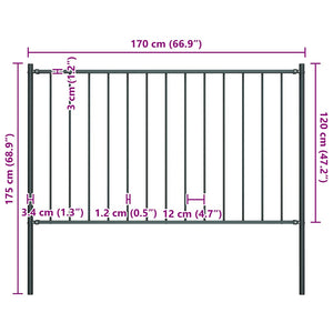 Zaunelement Woerden mit Pfosten Stahl 1,7 x 1,25 m Anthrazit