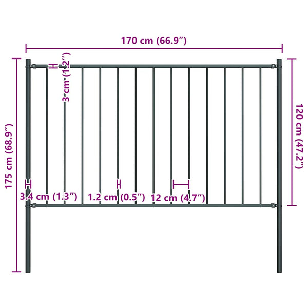 Zaunelement Woerden mit Pfosten Stahl 1,7 x 1,25 m Anthrazit