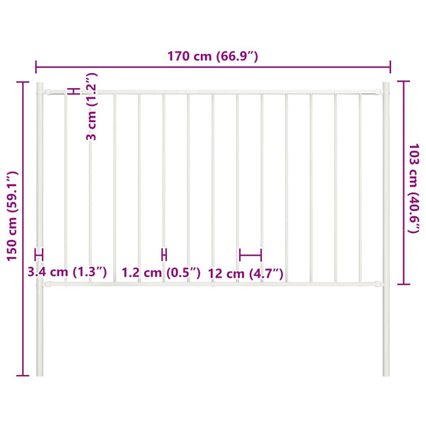 Zaunelement Woerden mit Pfosten Stahl 1,7 x 1 m Weiß