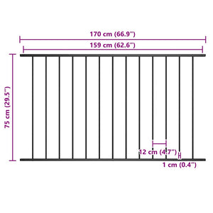 Zaunelement Woerden Pulverbeschichteter Stahl 1,7 x 0,75 m Schwarz